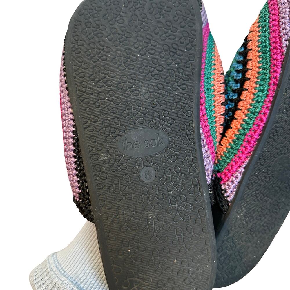 The Sak Bolinas Clog Rainbow Multi Color Hand Crochet Slip On Shoes Granny 8 - Picture 2 of 7